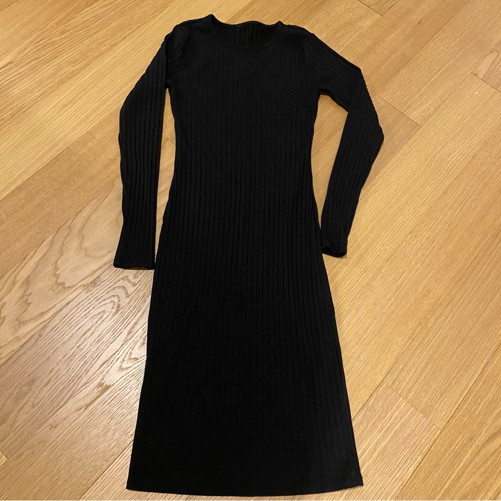 Long sleeve black stretchy work dress  XS